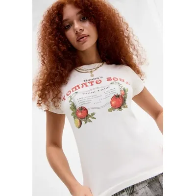 UO Tomato Soup Baby T-Shirt - White XS at Urban Outfitters