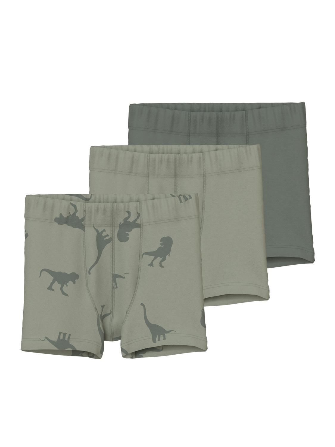 Trunk NAME IT "NMMTIGHTS 3P AGAVE GREEN DINO NOOS", Kinder, Gr. 86, grün (agave grün), Jersey, Obermaterial: 95% Baumwolle, 5% Elasthan, bedruckt, eng, Unterhosen Image