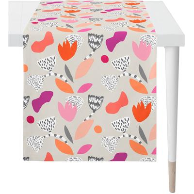 Tischläufer APELT "3807", pink (pink, grau), B:140cm L:48cm, Baumwolle, Polyester, Tischdecken Image
