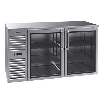 Krowne BS60L-KSS-LR 60" Stainless Steel Glass Door Back Bar Refrigerator with Stainless Steel Top and Left Side Compressor