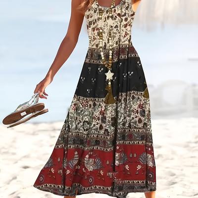 TEMU Spring/summer Retro Ethnic Style Small Floral Vacation Vest Dress Image