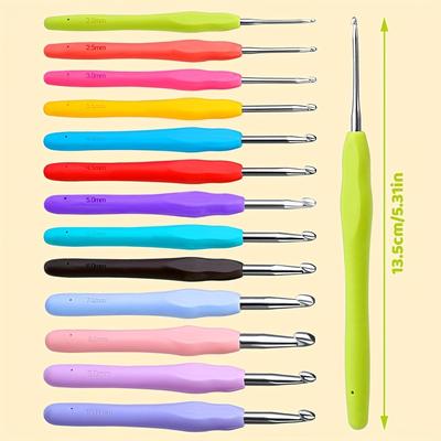TEMU Ergonomic Crochet Hook Set, 13pcs Handles (2mm-10mm), Extra Long Needles With Storage Case For - Mixed Colors Image