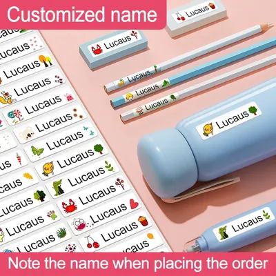 60/120/180/240pcs Name Label Stickers Easy to Apply Customizable Waterproof Labels for Water Bottles Pencils Identification