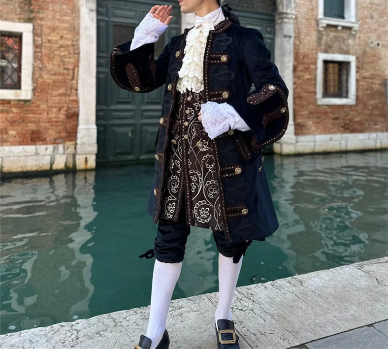 Mittelalterlicher Herren-Anzug aus dem 18. Jahrhundert, Rokoko, Barock, Hofkönig, Prinz, viktorianisches historisches Kostüm, Halloween-Outfit Image