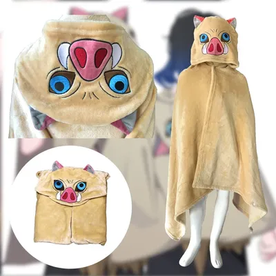 Anime Dämon Slayer Hashibira Inosuke Cosplay Cotumes Kinder Erwachsene Unisex Bademantel Plüsch Bad Image