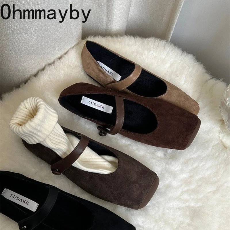 Designer Vintage Slip On Damen Mary Jane Schuhe Mode Karree Schuhe 2025, Frühling, Freizeitkleid, Ballerinas, Hacken