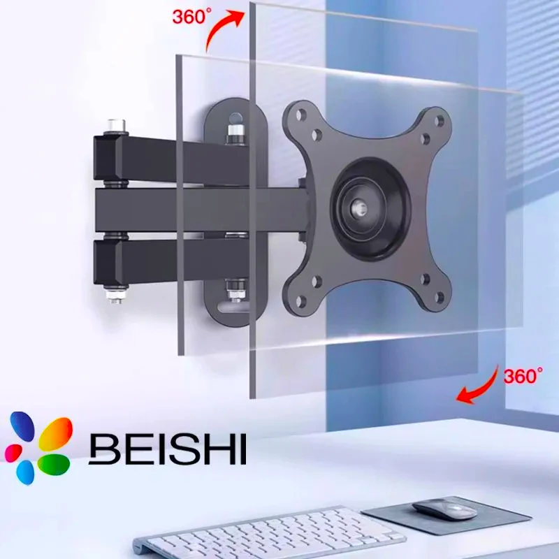 20 ° neigbare TV-Wandhalterung 360° ° Gedrehter Halter, universelle TV-Halterungen für 14–37 Zoll Computer-Monitor-Ständer, Monitor-Flachbildschirm Image