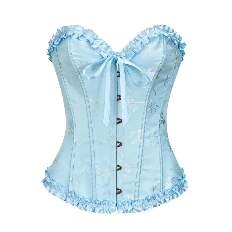 Plus Size Korsetts und Bustiers für Damen Top Sexy Korselett Vollbrust Brokat Vintage Renaissance Mieder Blau Gelb Grün Weiß Image
