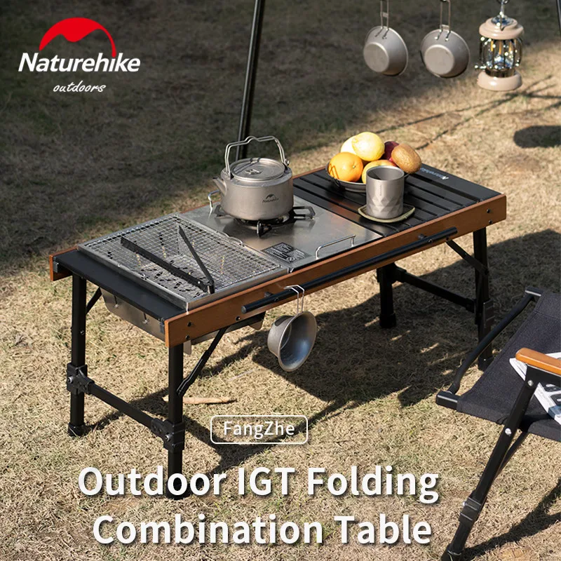 Naturehike Outdoor Tragbarer 3,6 kg Igt Klapptisch Camping Picknick Grill Aluminiumlegierungstisch Kombinierter Kochtisch 30 kg Lager