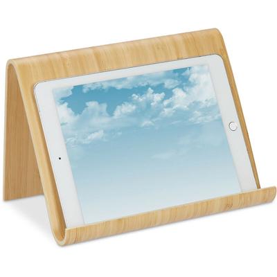 Relaxdays - Tablet Ständer, Holz, Schreibtisch, Küche, Bett, Leseständer, modernes Design, Image