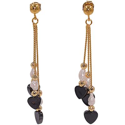 Paar Ohrstecker FIRETTI "Schmuck Geschenk Silber 925 Ohrschmuck Ohrringe Herzen Edelsteine", gelb (gelbgoldfarben, grau, weiß, grau), Ohrringe, Damen, Silber 925 (Sterlingsilber)-Messing-Perlen, Silber 925 (Sterlingsilber), Messing, Perlen, Made in... Image
