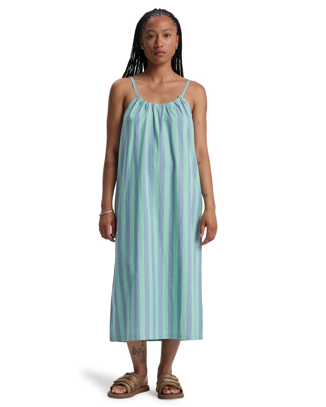 Sommerkleid QUIKSILVER "Philia", Damen, Gr. XS, US-Größen, grün (grün spruce stripe), 100% Baumwolle, Kleider Sommerkleid