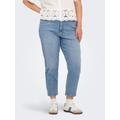 High-waist-Jeans ONLY CARMAKOMA "CAREMILY STRETCH HW STR ANK DNM CRO1 NOOS", Damen, Gr. 44, Länge 32, blau (light blau denim), Denim/Jeans, Obermaterial: 99% Baumwolle, 1% Elasthan, unifarben, modisch, Jeans