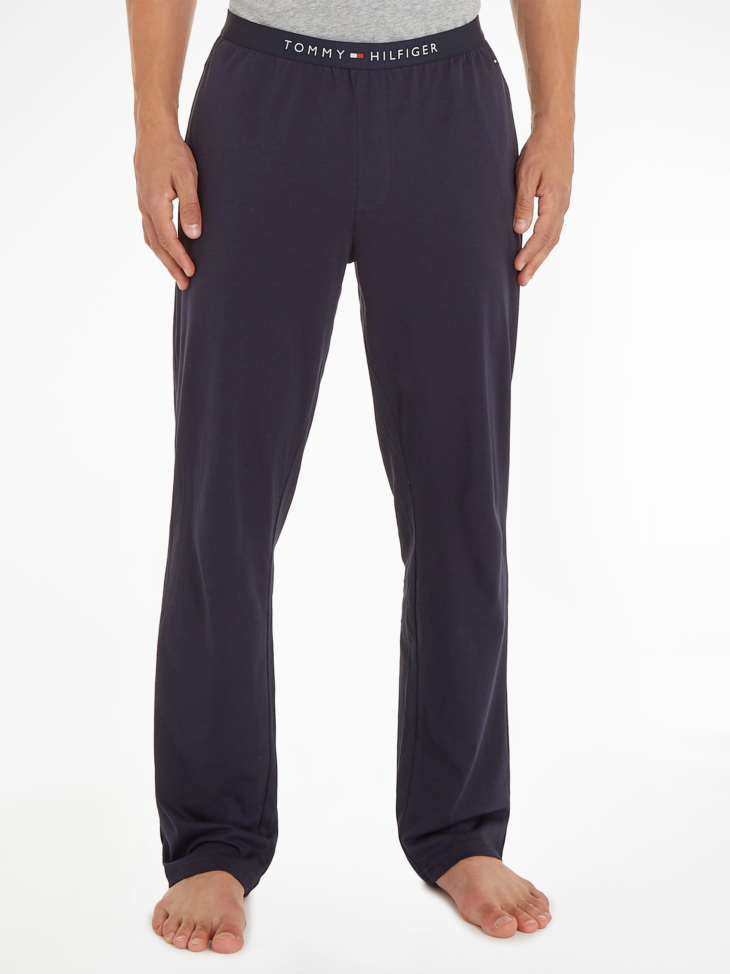 Sweathose "JERSEY PANT", Herren, Gr. L (52), N-Gr, blau (desert, sky, (dunkelblau)), Jersey, Obermaterial: 100% Baumwolle, TOMMY HILFIGER UNDERWEAR, meliert, Basic knöchellang, Hosen Sweathose, mit Tommy Hilfiger Schriftzug auf dem Bündchen