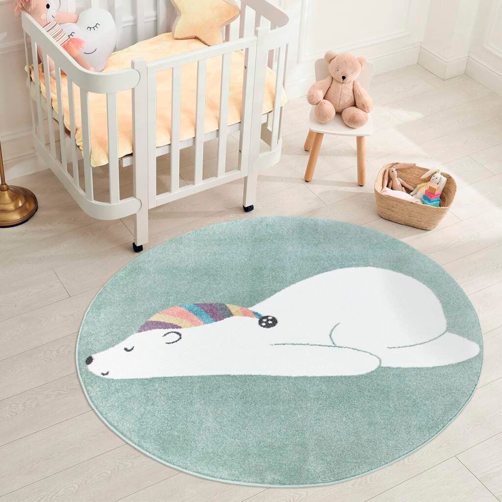 Kinderteppich CARPET CITY "ANIME921", grün, H:11mm Ø:160cm, Polypropylen (PP), Teppiche, Kinderzimmer Teppich Modern mit lustigen Cartoon-Figuren, Multi Image