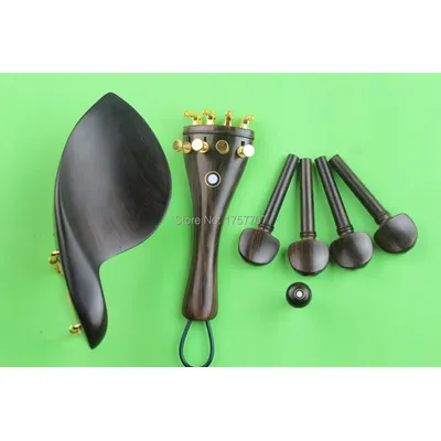 High quality undyed ebony violin parts 4/4, pegs, tailpiece, chinrest, endpin