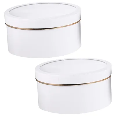 2 Pcs Round Gift Package with Window-Type Holes Charms Cajas Gifts Flower Boxes for Arrangements