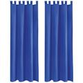 Bestlivings 2er Set Dekoschal Ellen,Schlaufe, inkl. Raffhalter & Haken 140 x 225 cm blau - royalblau