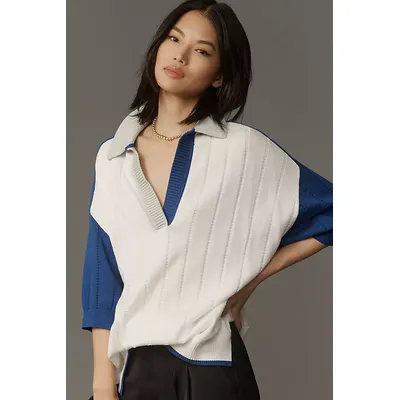Maeve Collared V-Neck Short-Sleeve Rugby Jumper