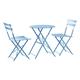 Harbour Housewares 2 Seater Sussex Bistro Set - Folding Table Chairs Outdoor Patio Furniture - Round - Cornflower Blue