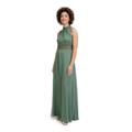 Abendkleid VERA MONT "Vera Mont Damen Abendkleid rückenfrei", Damen, Gr. 32, Normalgrößen, grün (light aventurine), Chiffon, Obermaterial: 100% Polyester recycelt., festlich, ausgestellt lang, gekräuselter Ausschnitt, ohne Ärmel, Kleider,...