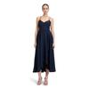Abendkleid VERA MONT "Vera Mont Damen Abendkleid mit Volant", Damen, Gr. 32, Normalgrößen, blau (night sky), Obermaterial: 100% Polyester. Futter: 100% Polyester., elegant, tailliert lang, ohne Ärmel, Kleider, Design