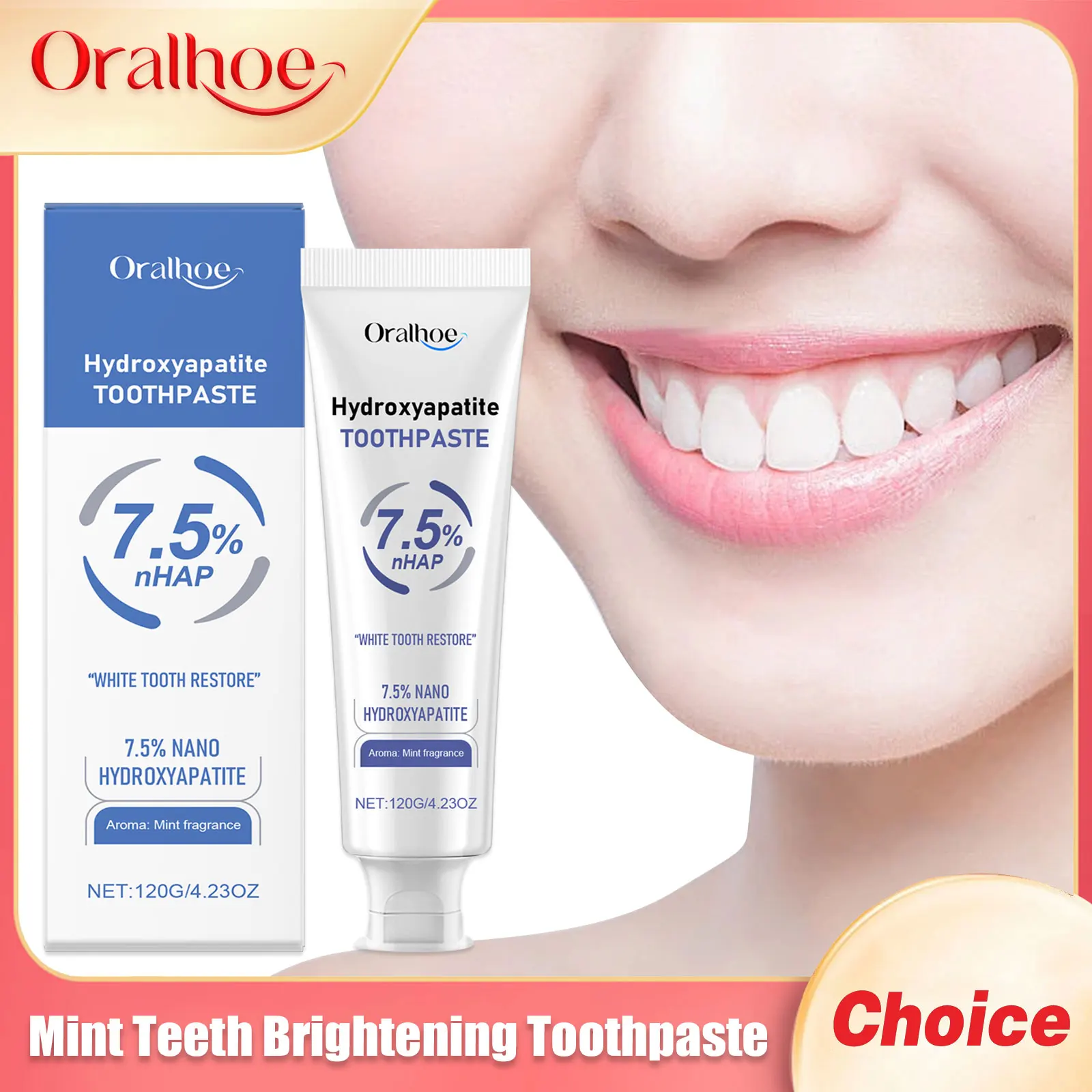 Minzzähne aufhellende Zahnpasta, frischer Atem, Rauchflecken entfernen, Mundhygiene, Reduziert Vergilbung, Tiefenreinigung, Zahnpasten, 120 g Image