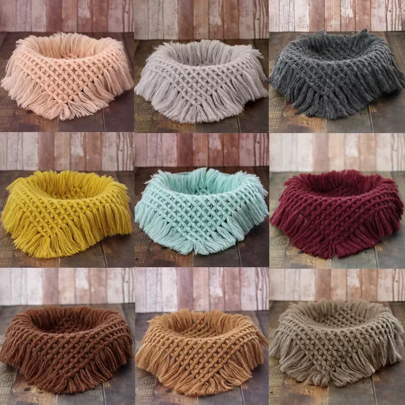 50*50 cm Neugeborenen Fotografie Requisiten Decke Posiert Kissen Hintergrund Wolle Stricken Decke Baby Foto Studio Kleidung Image