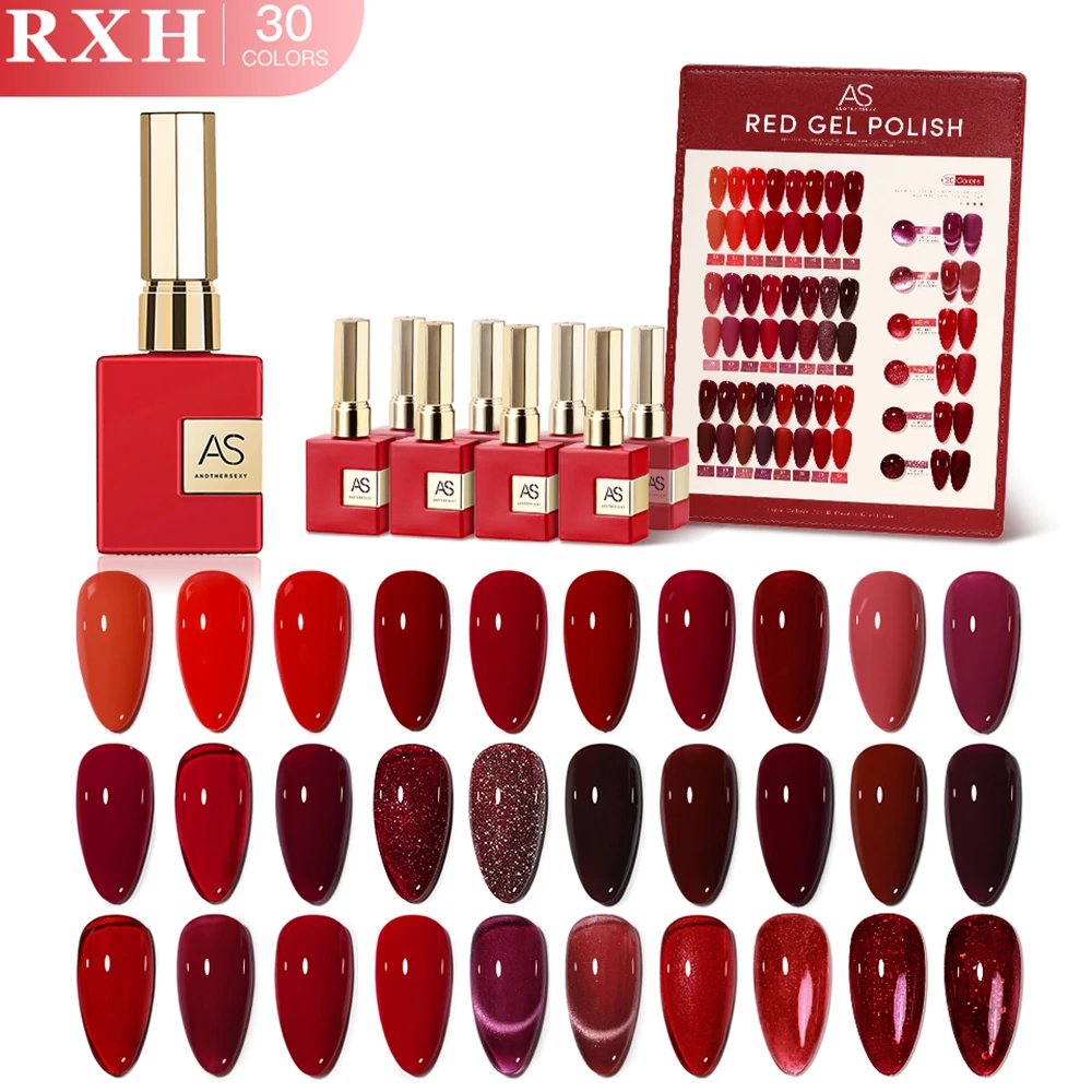 AS 15 ml Valentinstag-Gel-Nagellack-Set, Kristall, roter Blutlack, Neujahrsfarben, UV-Semi-Permanent-Gel-Set, Geschenk mit Display Image