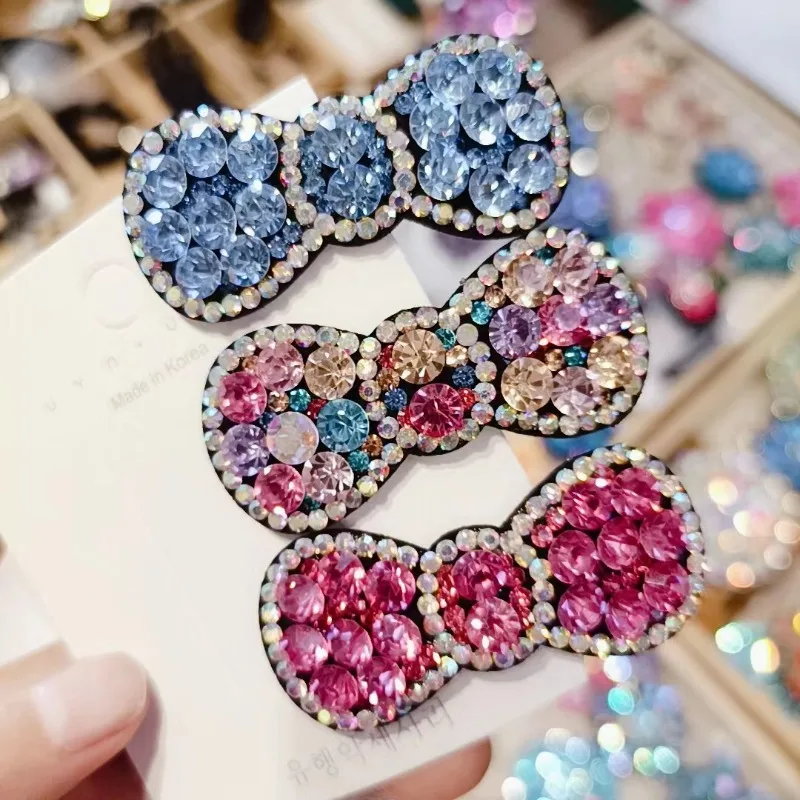 Koreanische Glänzende Bogen Strass Haar Clips für Frauen Mädchen Mode Haarspange Hairgirps Headwear Haar Zubehör Großhandel Image