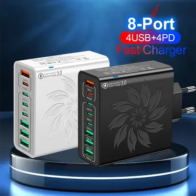 Insgesamt 65 W4 USB 4 Typ C Ladegerät EU/US QC3.0 Wand für Telefonadapter für iPhone 16 15 14 Xiaomi Huawei Samsung Image