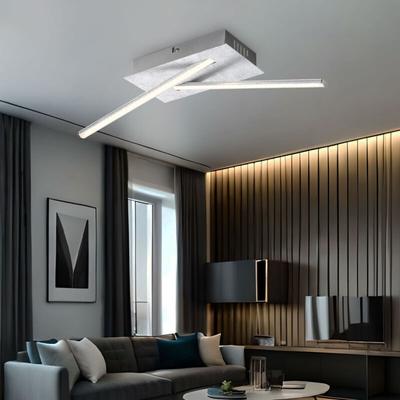Globo Lighting - Deckenleuchte Kristalle Wohnzimmerleuchte silber metallic Deckenlampe Modern, led Image