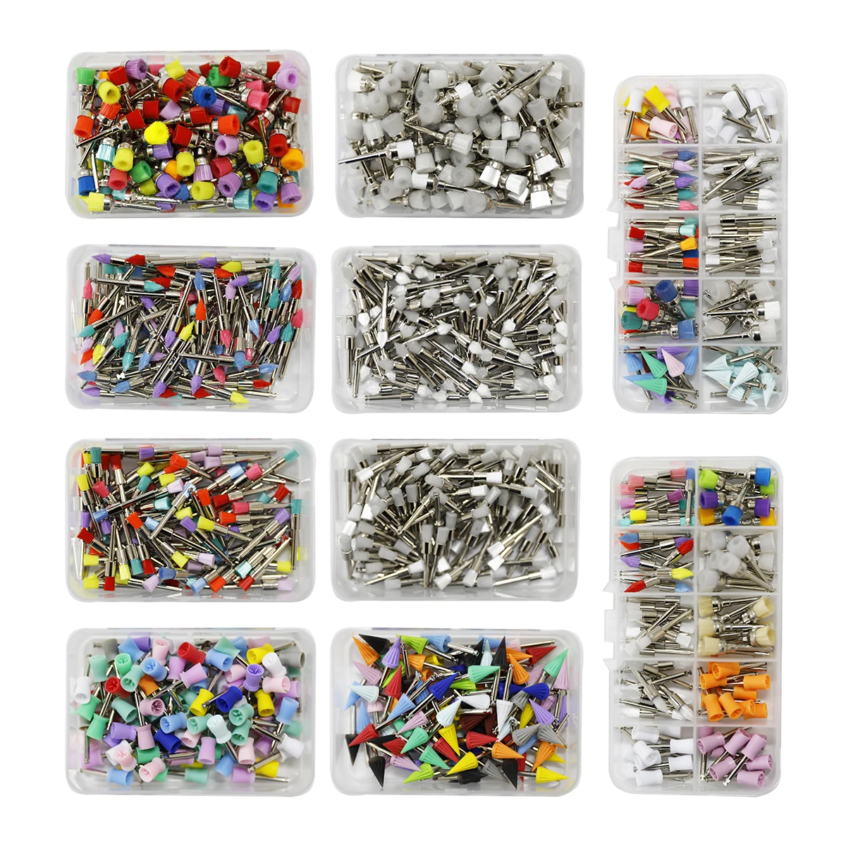 100 pz Spazzole per lucidatura in nylon dentale Forma di ciotola Spazzola per profilassi dentale colorata Spazzola per profilassi per manipolo contrangolo