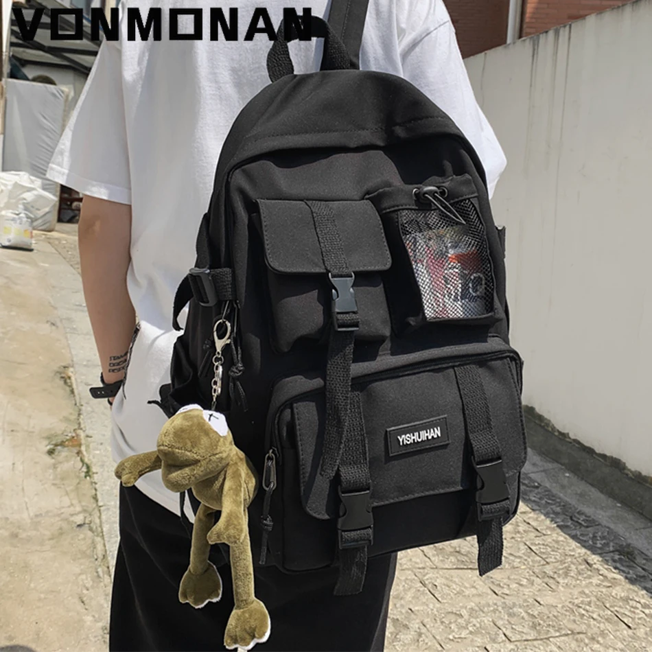 Sac à dos d'école pour femmes, sac à dos en Nylon noir, Anti-vol, sac de voyage décontracté pour dames, sac à dos coréen Mochila, 2024