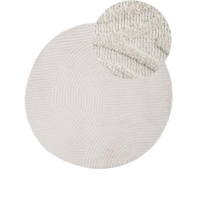 Teppich CARPETFINE "Holly Zen 3", beige (creme), H:12mm Ø:150cm, Polyester, Teppiche, Hoch-Tief-Effekt, geometrisch, Zeitloses Design, dekoratives Highlight Image