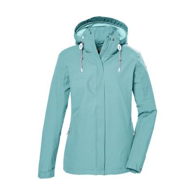 Outdoorjacke KILLTEC "KOS 61 WMN JCKT", Damen, Gr. 38, blau (hellpetrol), Oberstoff: 100% Polyester, Futter: 100% Polyester, sportlich, Jacken, Funktionsjacke: wasser- und winddicht, atmungsaktiv, abnehmbare Kapuze Image