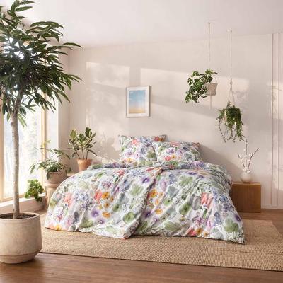 Bettwäsche ESTELLA "Jana", bunt (multicolor), B/L: 135cm x 200cm, , Satin (Bio-Baumwolle), B/L: 80cm x 80cm, Satin (Bio-Baumwolle), Obermaterial: 100% Baumwolle, Bettwäsche Image