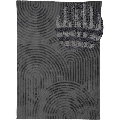 Teppich CARPETFINE "Holly Zen 1", grau, B:160cm H:12mm L:230cm, Polyester, Teppiche, Hoch-Tief-Effekt, geometrisch, Zeitloses Design, dekoratives Highlight Image