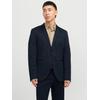 Sakko JACK & JONES "JPRJAXON Jersey Blazer mit Stretch für stylischen Look", Herren, Gr. 48, blau (schwarz navy), Web, Obermaterial: 79% Polyester, 18% Viskose, 3% Elasthan, unifarben, modisch, slim fit, Langarm, Sakkos, meliert, modisch, slim fit,...