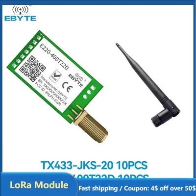 10PCS SEMTECH LLCC68 LoRa Wireless Module 433/470MHz 22dBm Long Range 5km E220-400T22D SMA-K UART