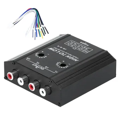 12V 4CH Audio Impedance Converter High to Low RCA Line Car Stereo Radio Speaker Filter
