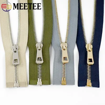 1/2Pcs Meetee 5# Metal Zipper 35-85cm Open-end Zippers for Sewing Bag Jacket Garment Decorative Zip Repair Kit DIY Accessories