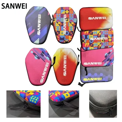 SANWEI Table Tennis Set Hexagon Sports Specific Racket Hard Shell Storage Bag Gourd Shaped