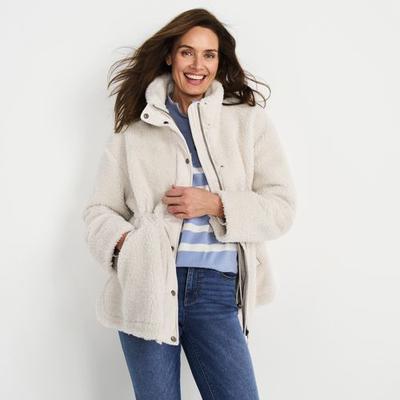 Cinch-waist Sherpa Fleece Jacket, Women, size: 14-16, petite, Misc, Polyester, by Lands' End