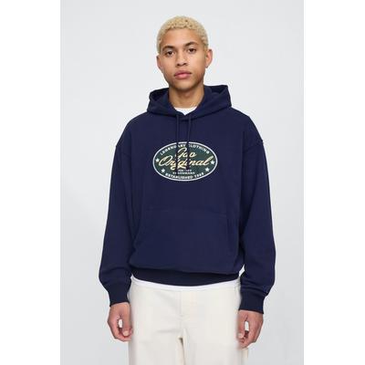 Gap Mens Navy Blue Vintage Soft Original Logo Hoodie - Navy Blue