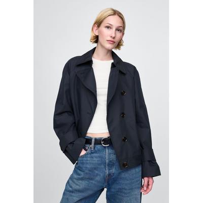 Gap Womens Navy Blue Asymmetrical Short Trench Jacket - Navy Blue