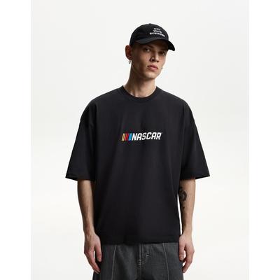 Bershka Short Sleeve Nascar Print T-Shirt Men S Grey
