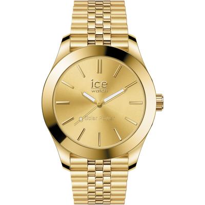 Solaruhr ICE-WATCH "ICE steel - Small - SOLAR 3H", gold (gelbgoldfarben), Armbanduhren, Damen, Armbanduhr, Damenuhr, Edelstahlarmband, bis 10 bar wasserdicht Image