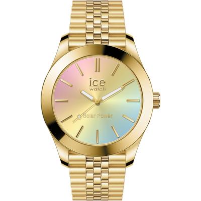 Solaruhr ICE-WATCH "ICE steel - Small - SOLAR 3H", gelbgoldfarben, bunt, Armbanduhren, Damen, Armbanduhr, Damenuhr, Edelstahlarmband, bis 10 bar wasserdicht Image