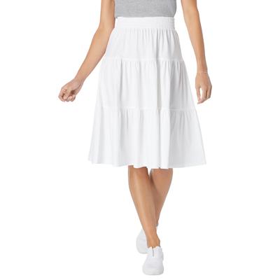 Plus Size Women's Elastic-Waist Knit Tiered Skirt by Woman Within in White (Size 22/24)